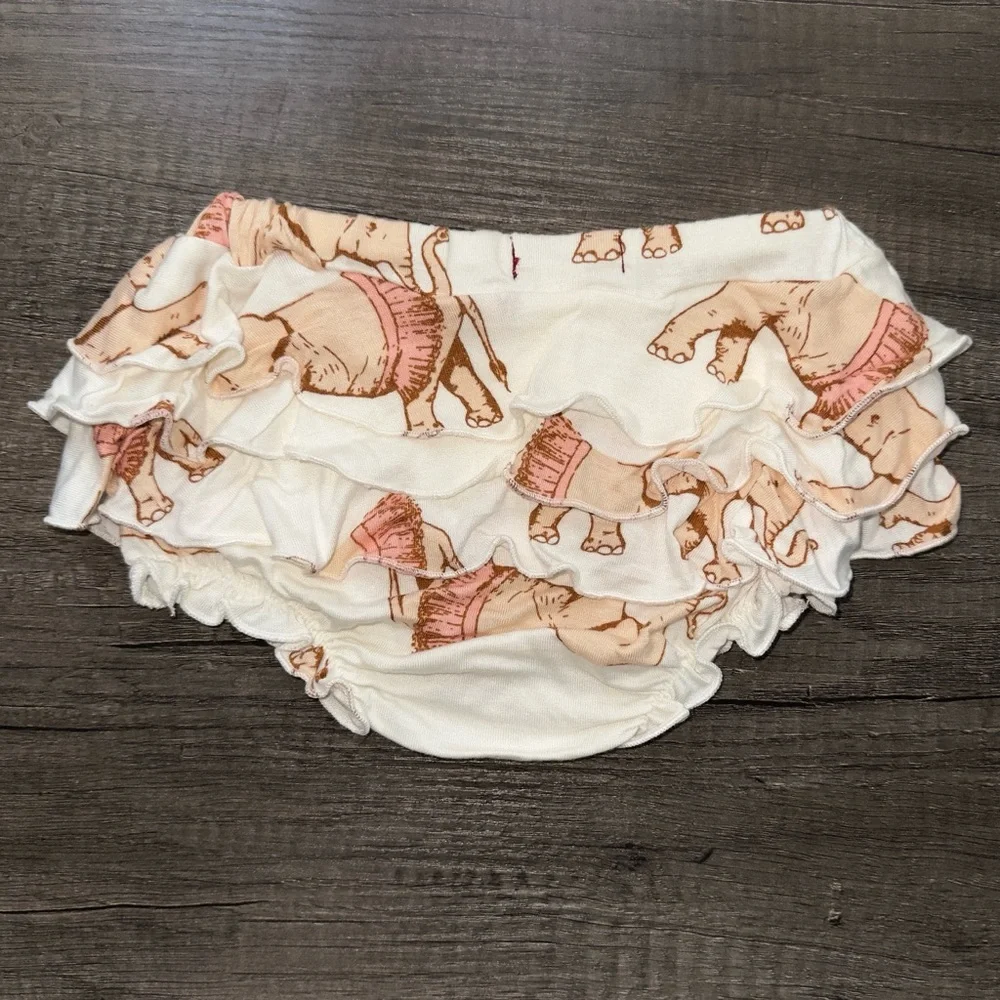 MILKBARN Bamboo Elephant Ruffle Bloomers Baby Girl 3-6 Months Diaper Cover NEW‎